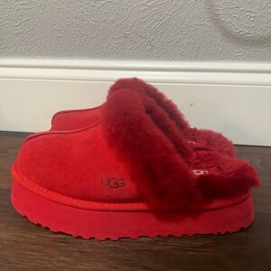 UGG Red Plush Slippers for Cozy Comfort